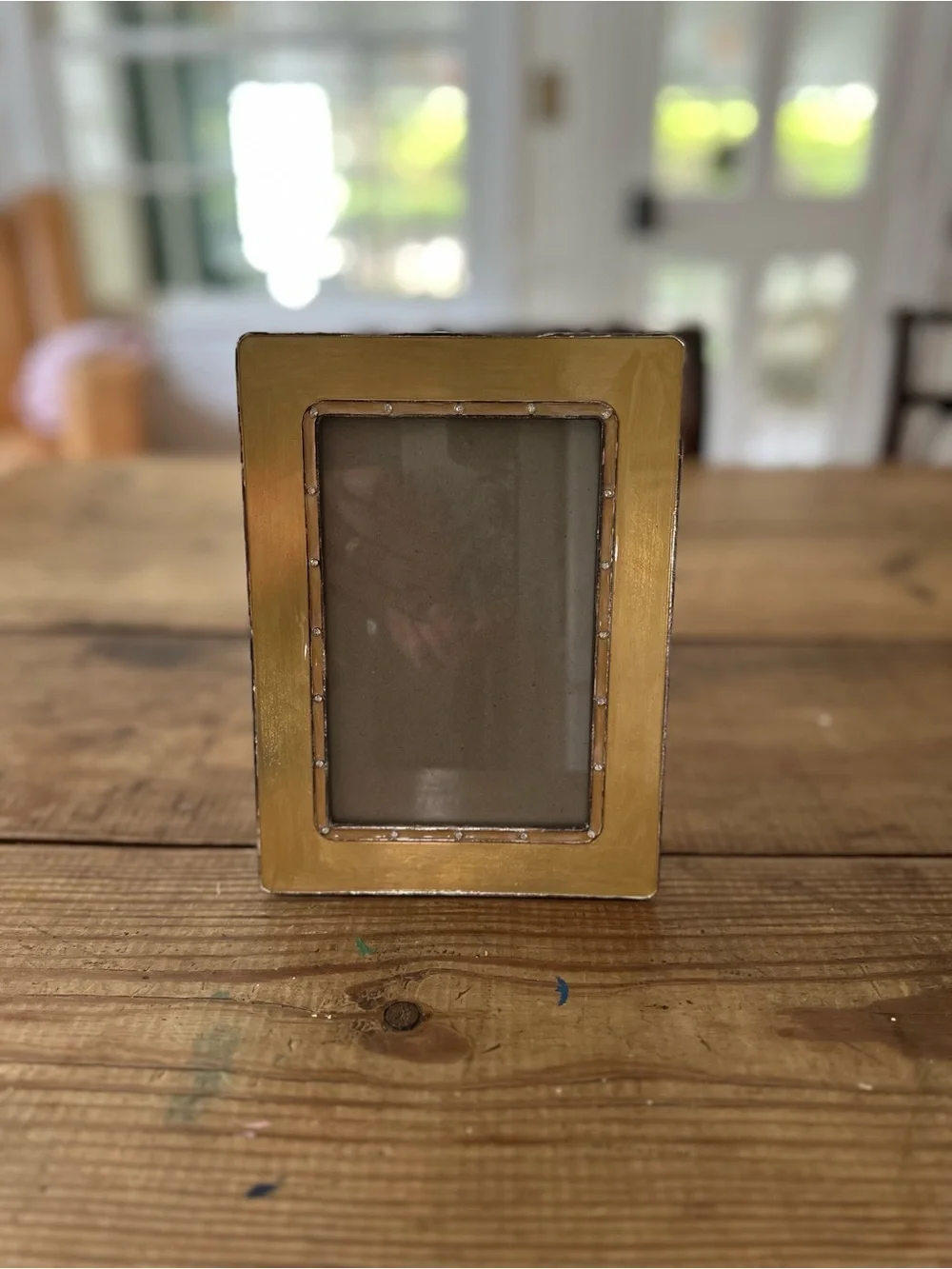 Picture frame Ashleigh Manor gold enamel rhinestones 4 x 6 metal heavy yellow